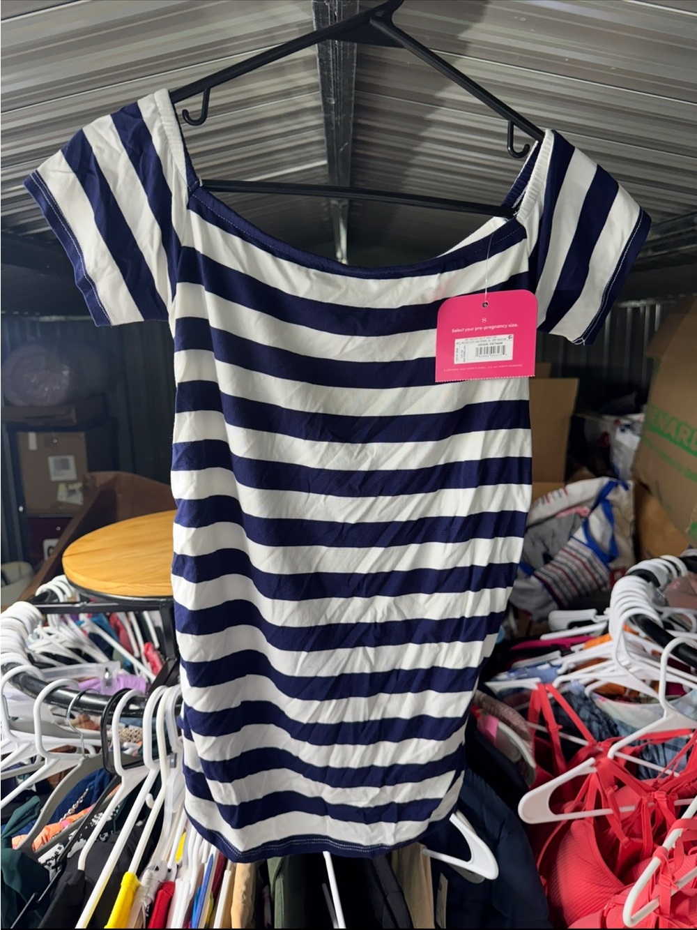 Navy and White Maturity Top